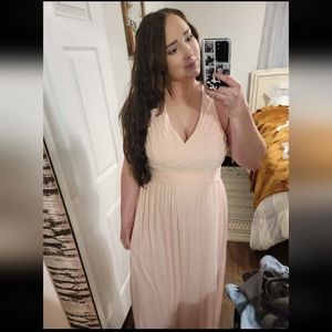 David's Bridal Pink long bridesmaid dress